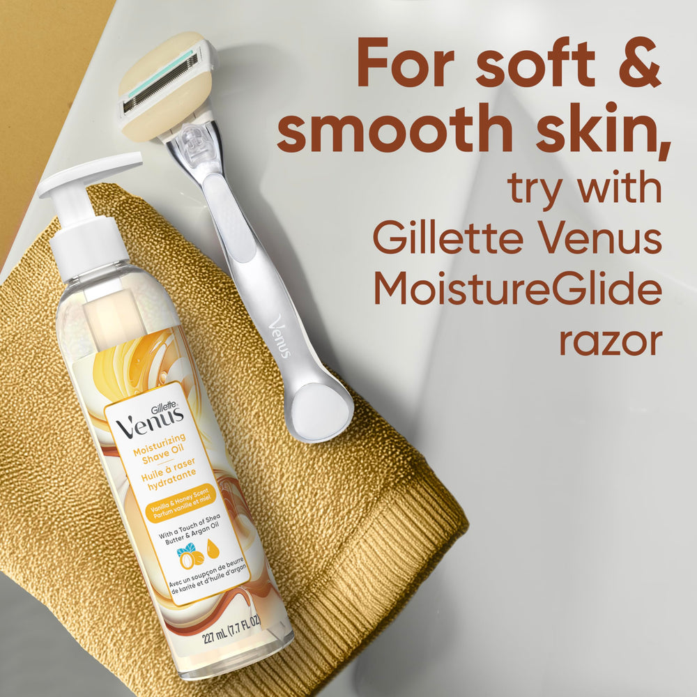 Application on damp skin shows smooth glide and protection from nicks.