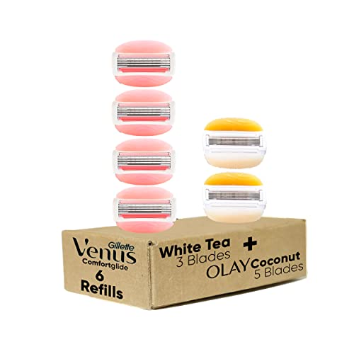 Gillette Venus ComfortGlide Plus Olay Coconut refills in pack.