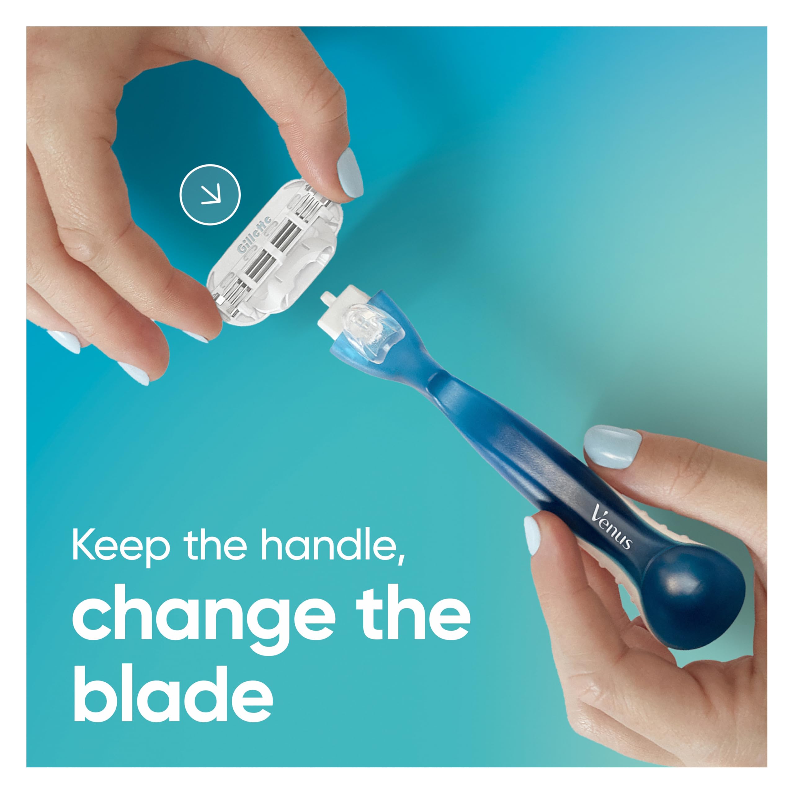 Gillette Venus pivot-head design adapts to body contours during shaving.