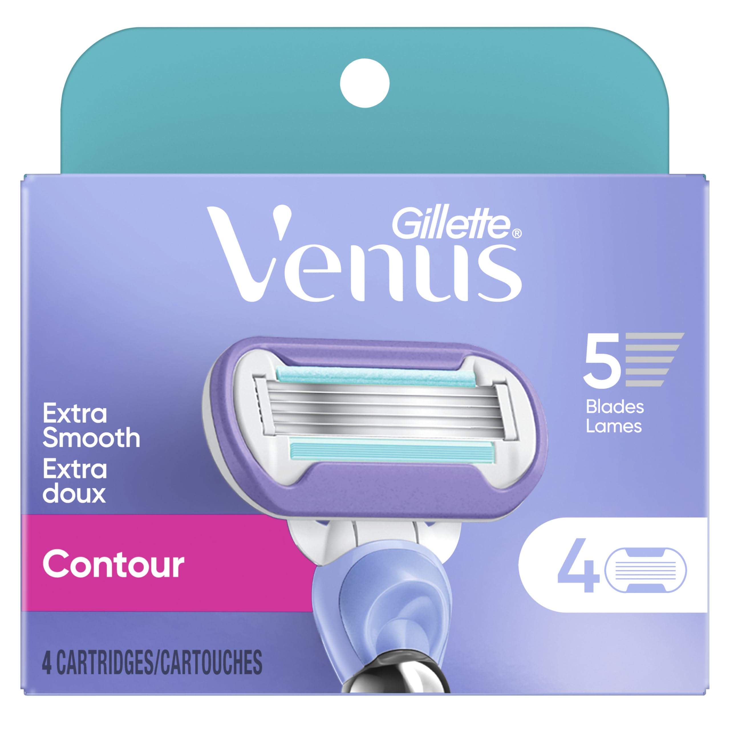 Gillette Venus pivoting-head design maintains contact for hard-to-reach zones.
