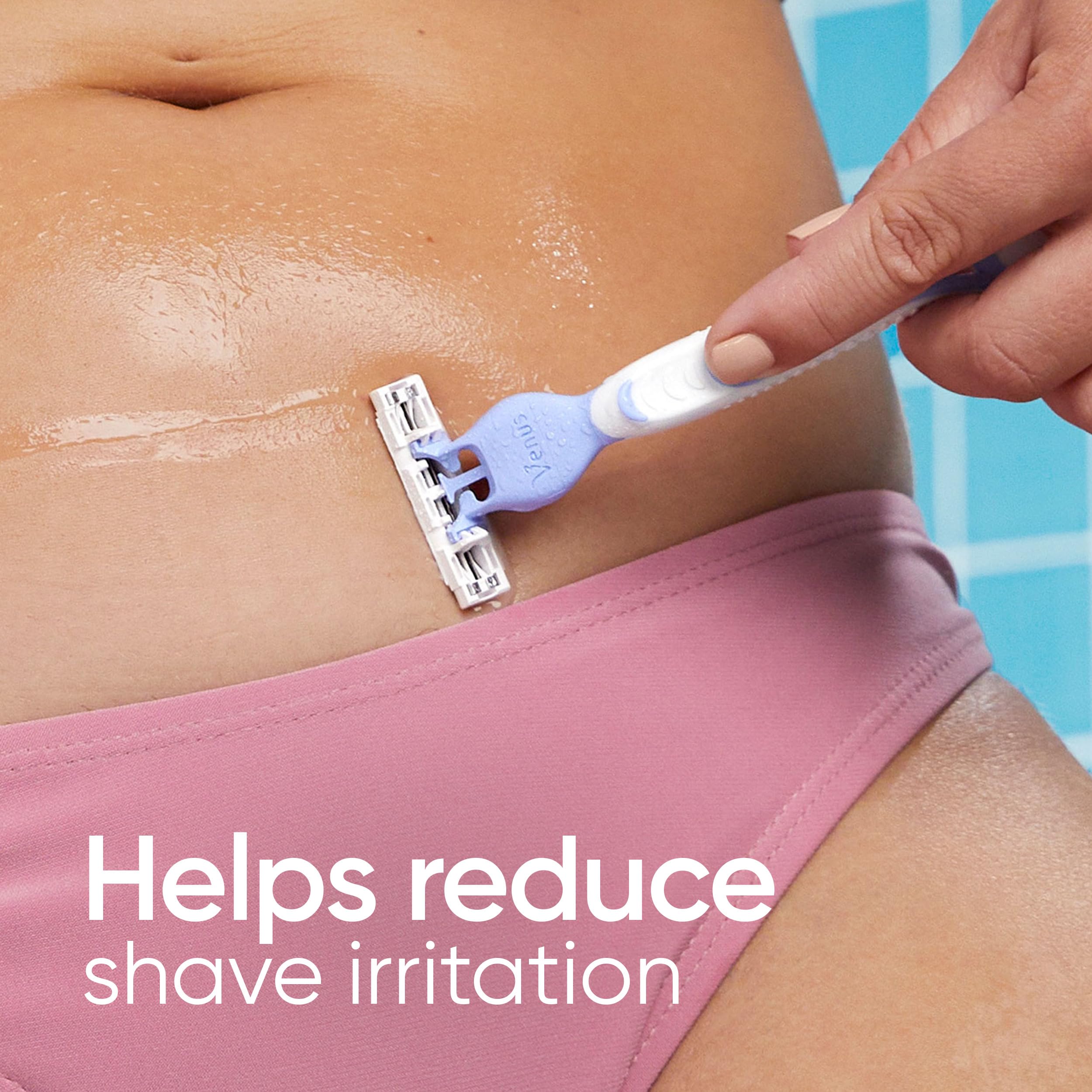 Gillette Venus pivoting-head razor reaches tricky areas for smoother shaving.