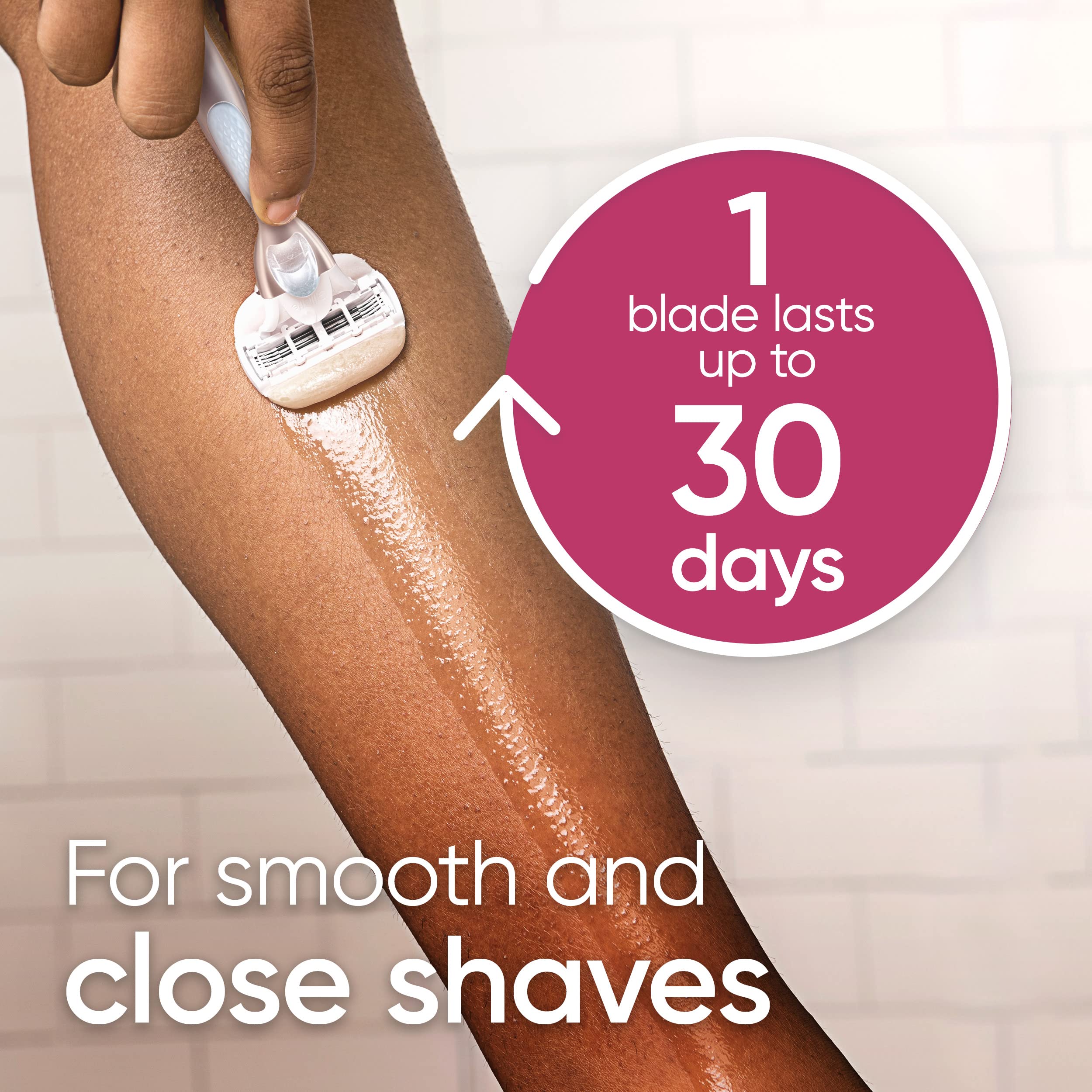 Adaptive pivoting head on the Venus razor hugs curves for a smooth shave