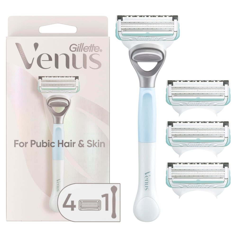 Gillette Venus pubic hair and skin razor handle for comfortable control in the shower