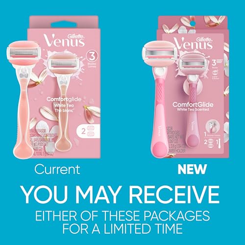 Two refill cartridges shown for continuous smooth shaves with Venus ComfortGlide.