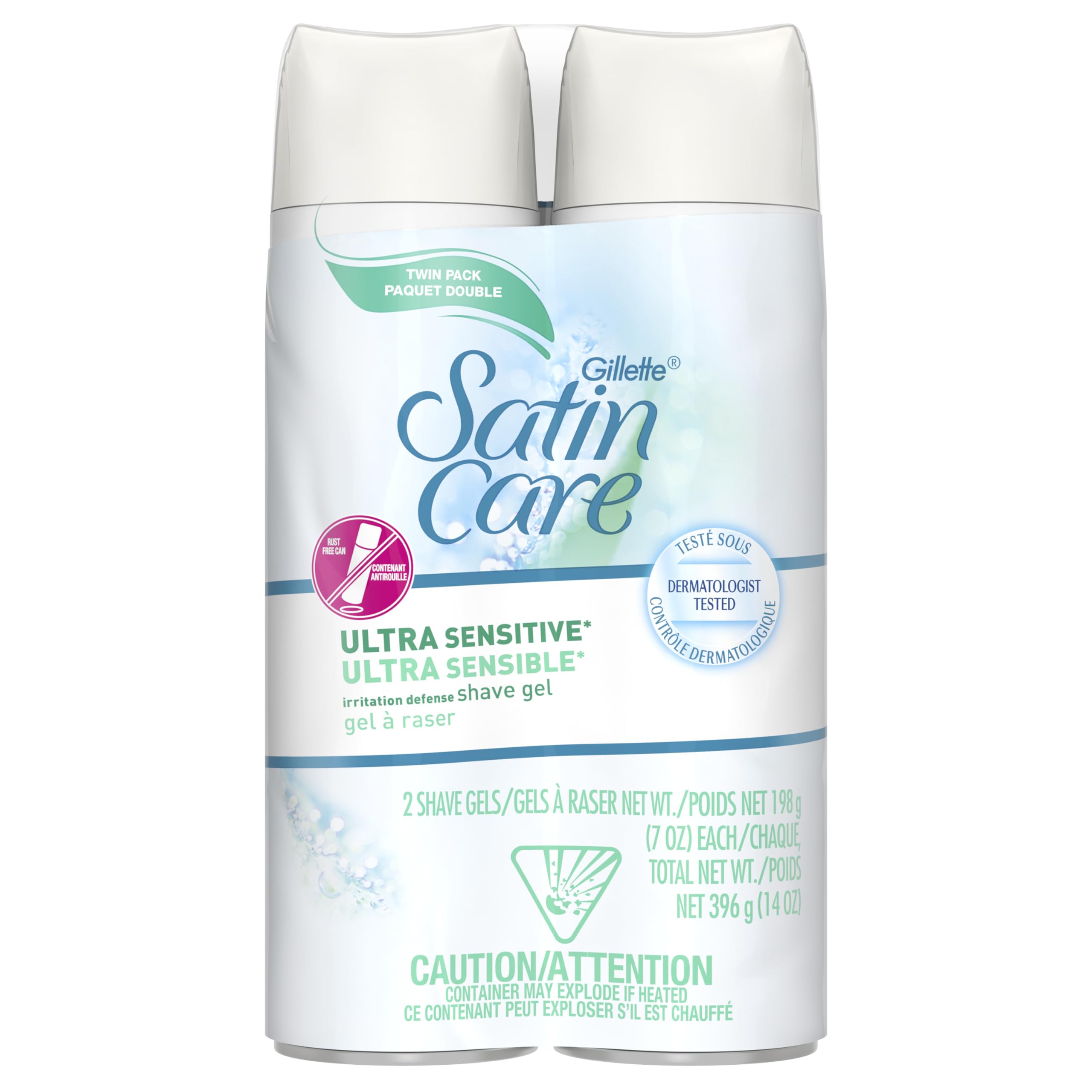 Two bottles of Satin Care Ultra Sensitive for easy, consistent shaving