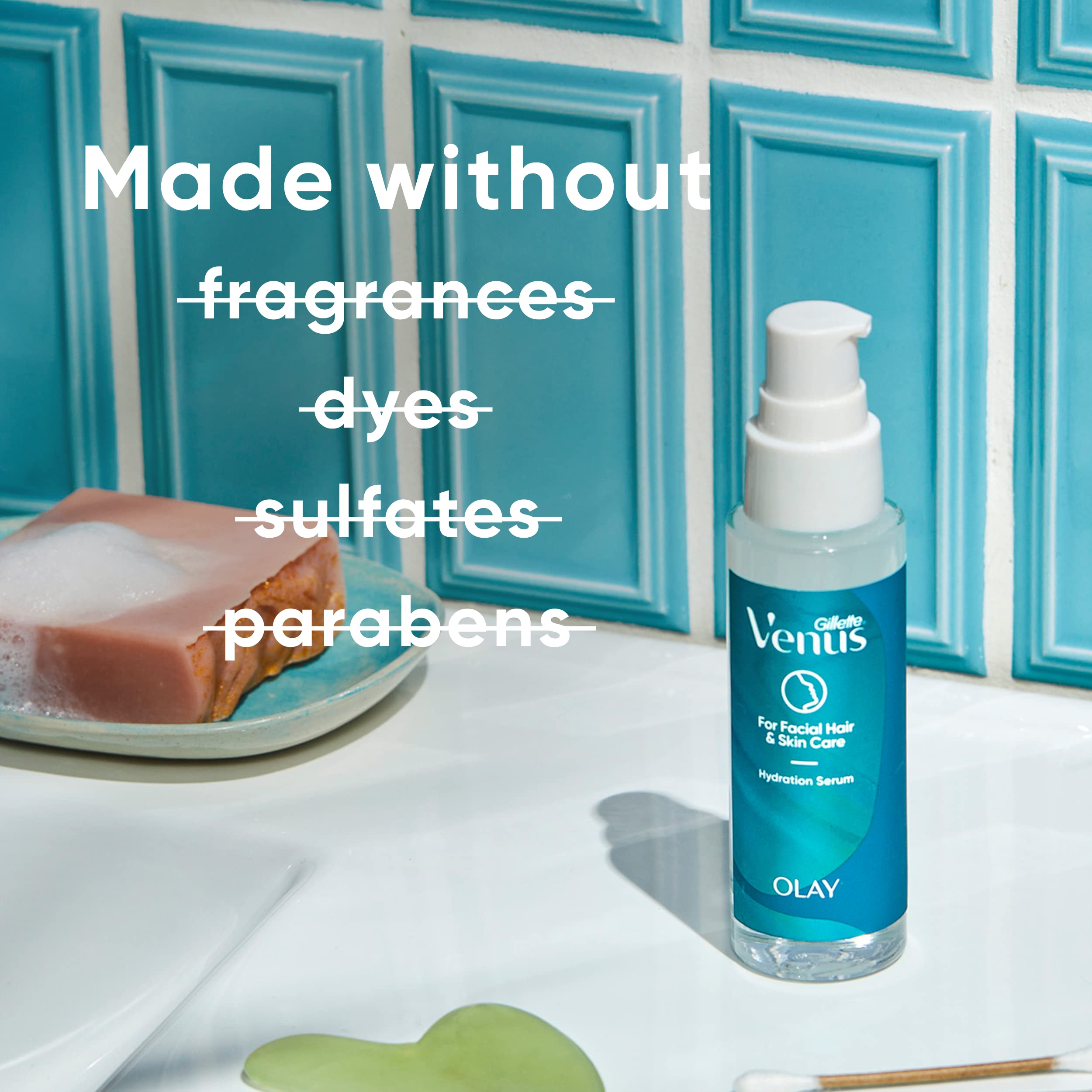Gillette Venus serum ingredients feature hyaluronic acid and witch hazel for hydration