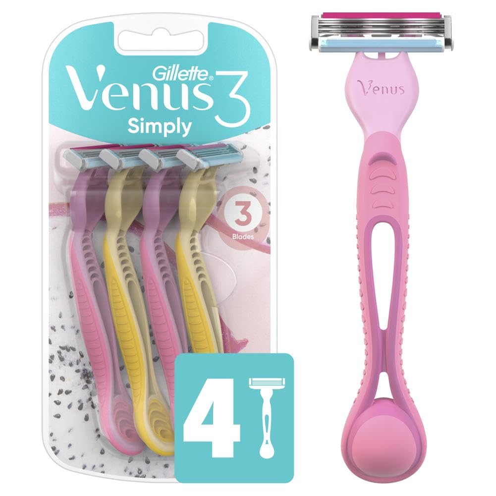 Gillette Venus Simply 3 Dragonfruit handle with tropical scent supports a secure grip
