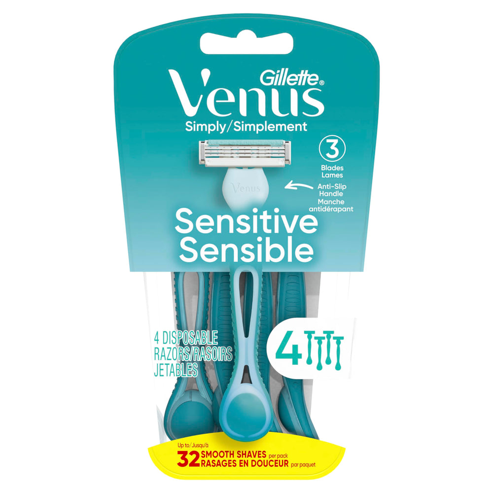 Gillette Venus Simply 3 Sensitive razor ergonomic handle for comfortable grip