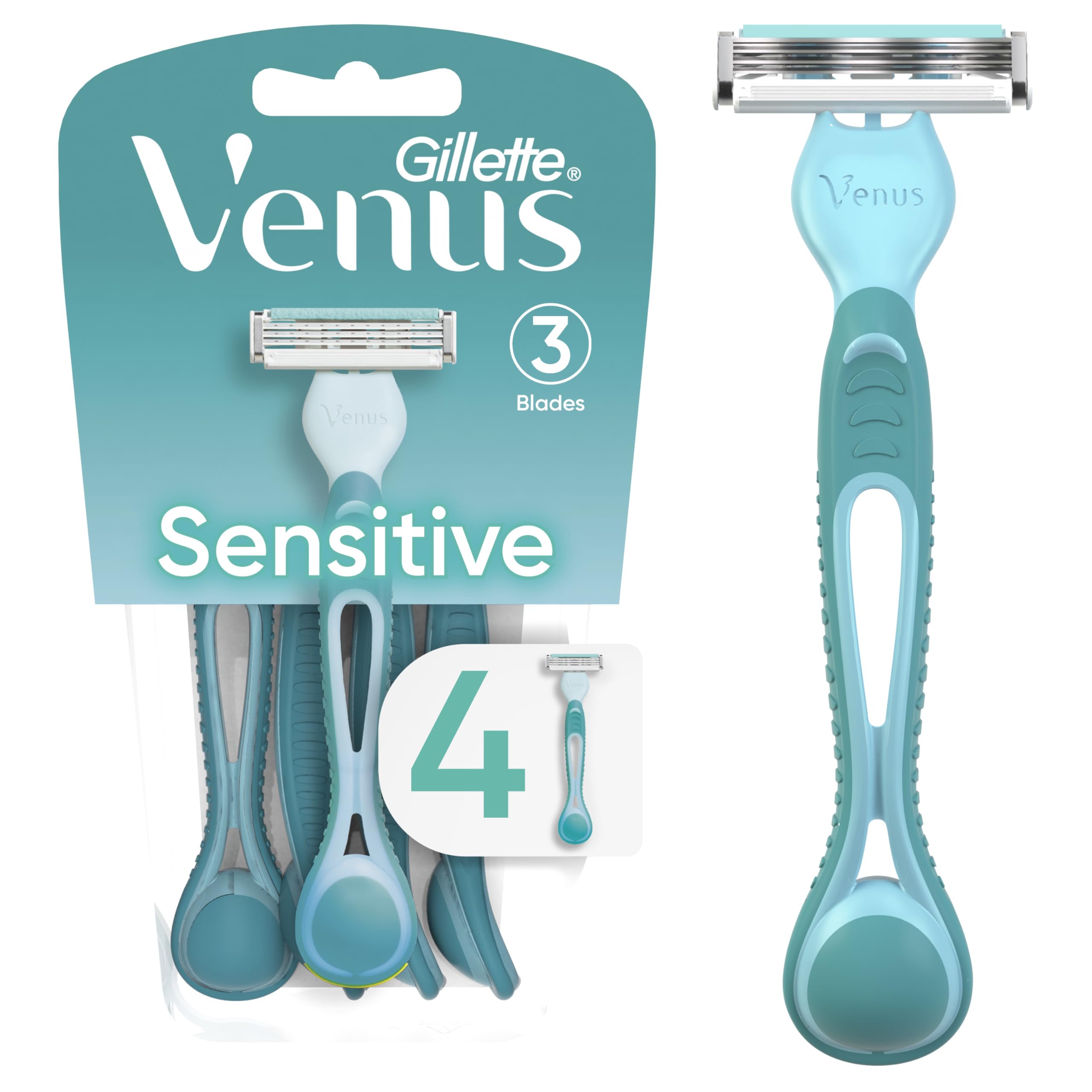 Gillette Venus Simply 3 Sensitive razor pivot head closeup for a smooth, precise shave