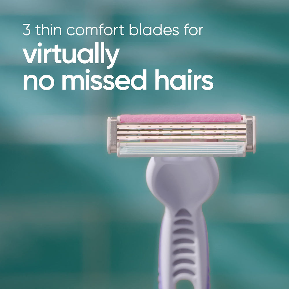 Gillette Venus Simply3 pivoting head image shows easy reach for knees and ankles.