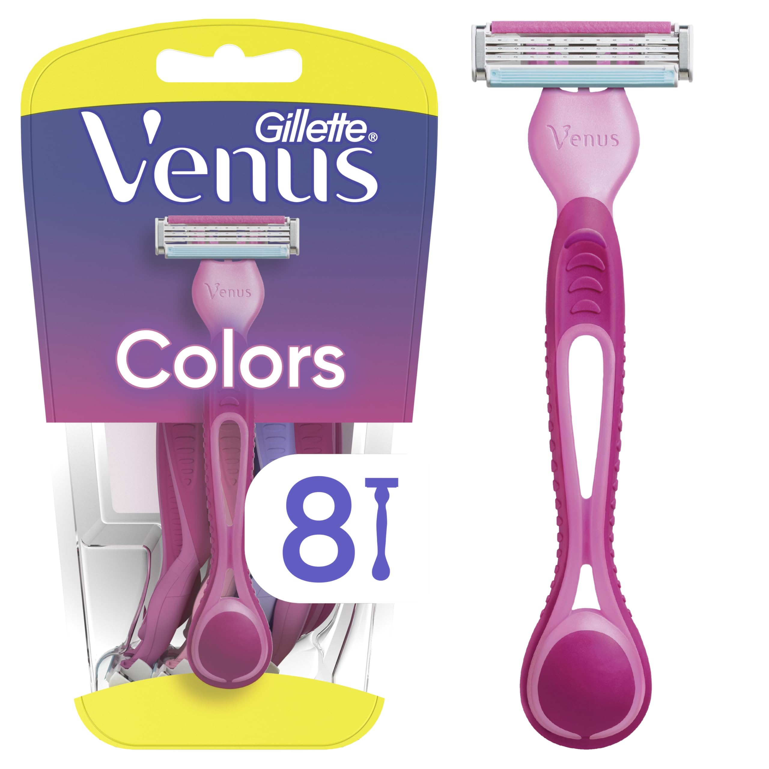 Gillette Venus Simply3 razor head close-up with three blades for a close, smooth shave.