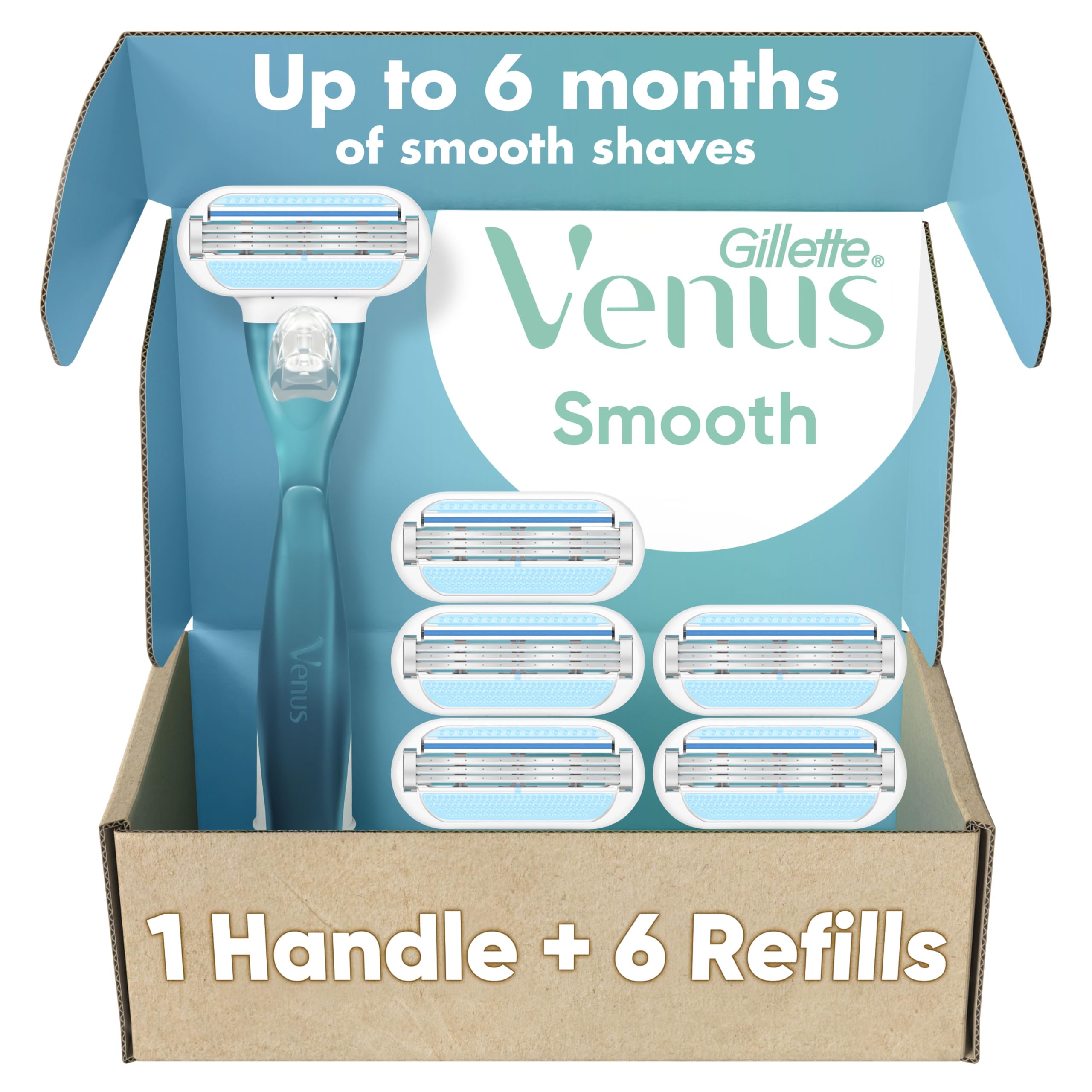 Gillette Venus Smooth Handle with ergonomic grip for comfortable shaving.