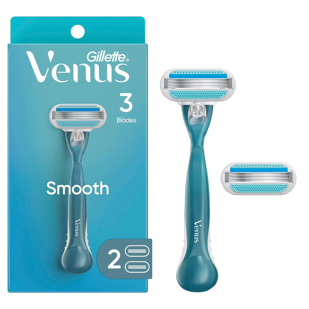 Gillette Venus Smooth Razor handle with ergonomic grip for comfortable shaving.
