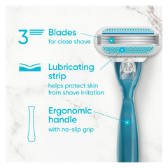 Lubricating strip on the Venus Smooth blade glides smoothly during shave.