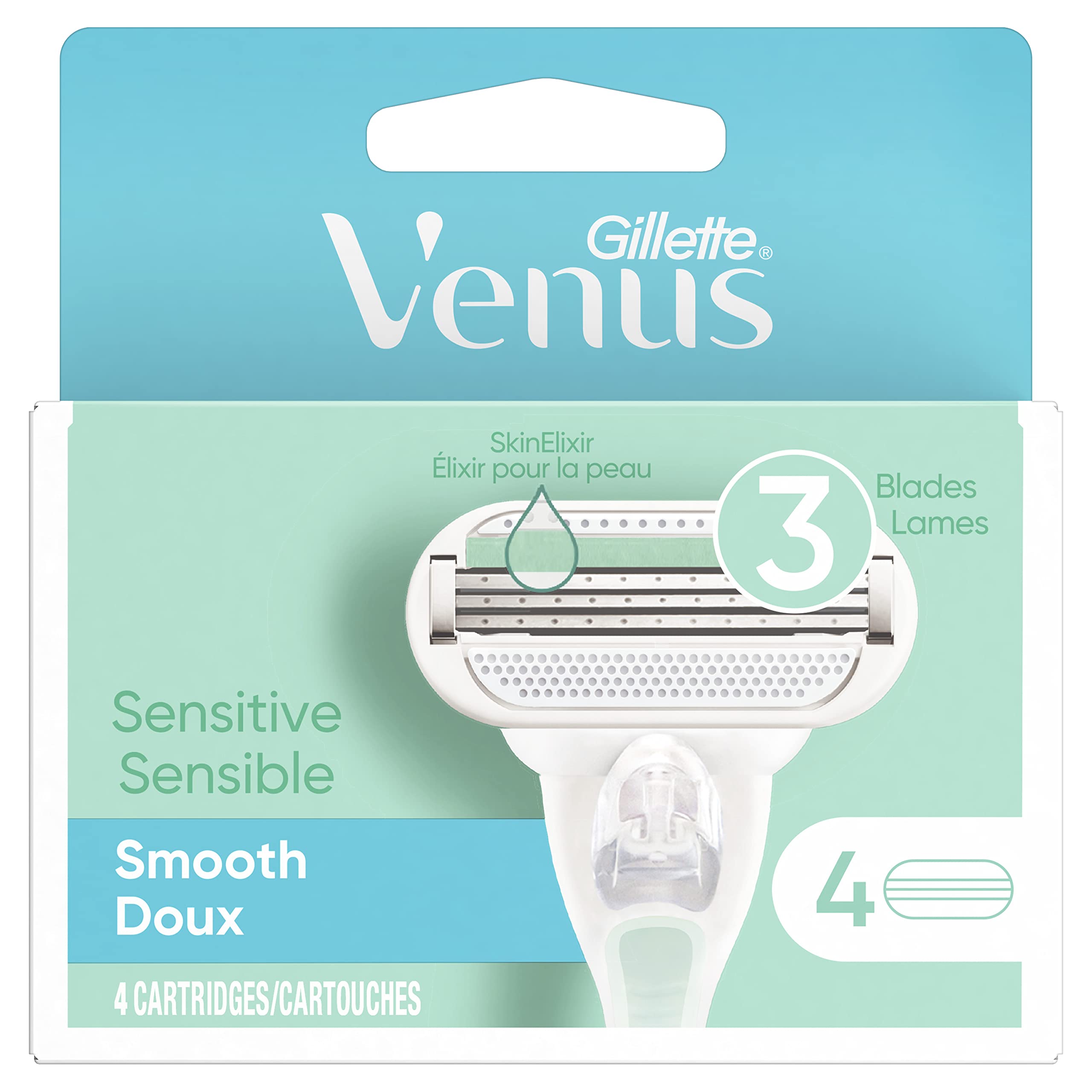 Gillette Venus Smooth Sensitive cartridges four-pack for gentle shaves
