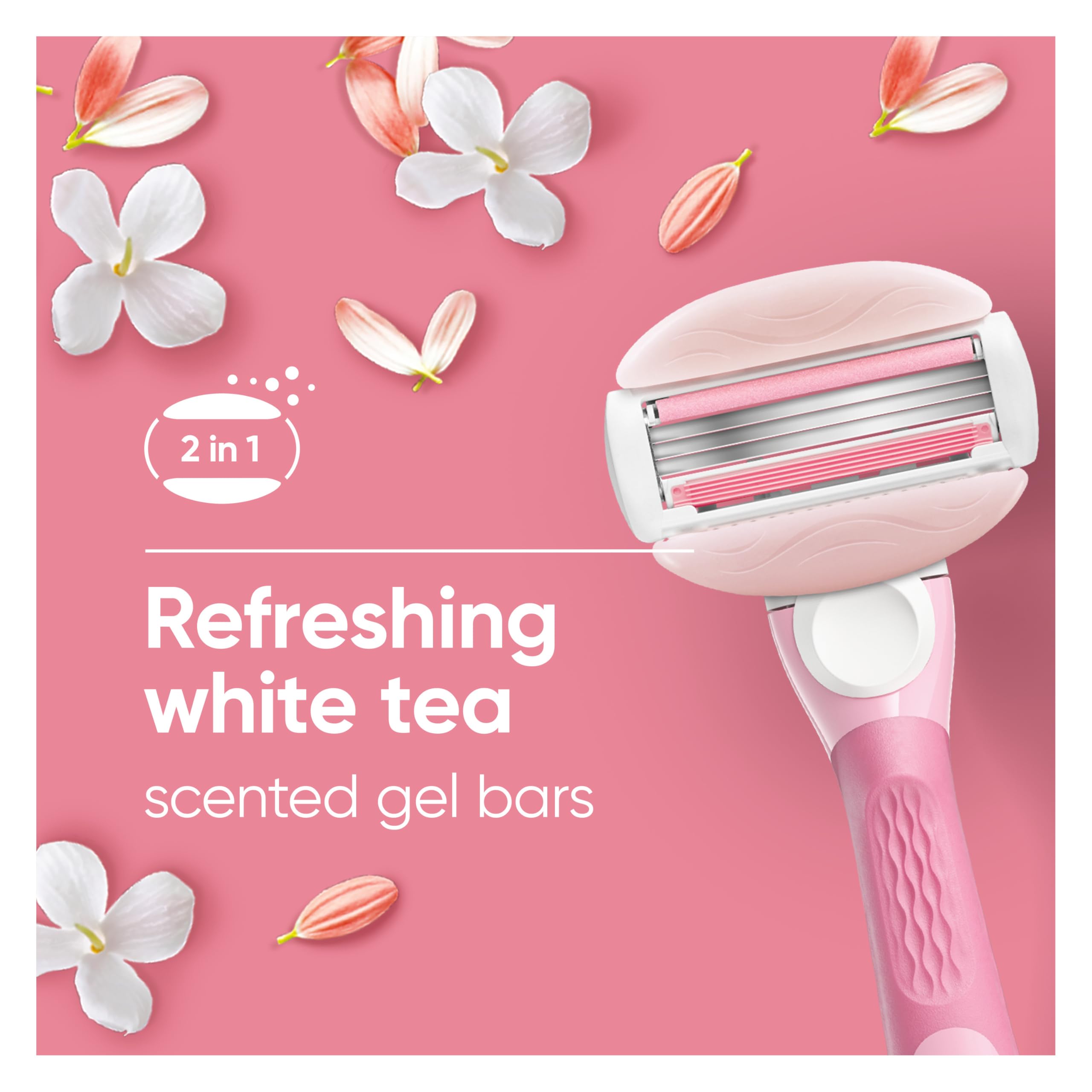 Three blades provide a close shave with a protective lubrication strip.