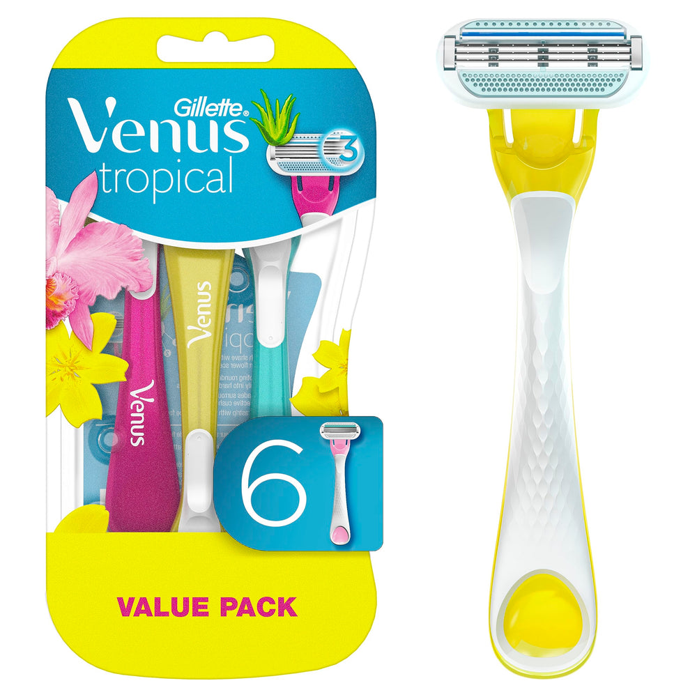 Gillette Venus Tropical handle with a tropical scent for a refreshing, easy shave.