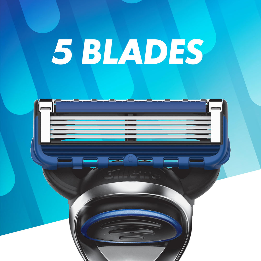 Five blades deliver comfort across stubble for a smooth shave.