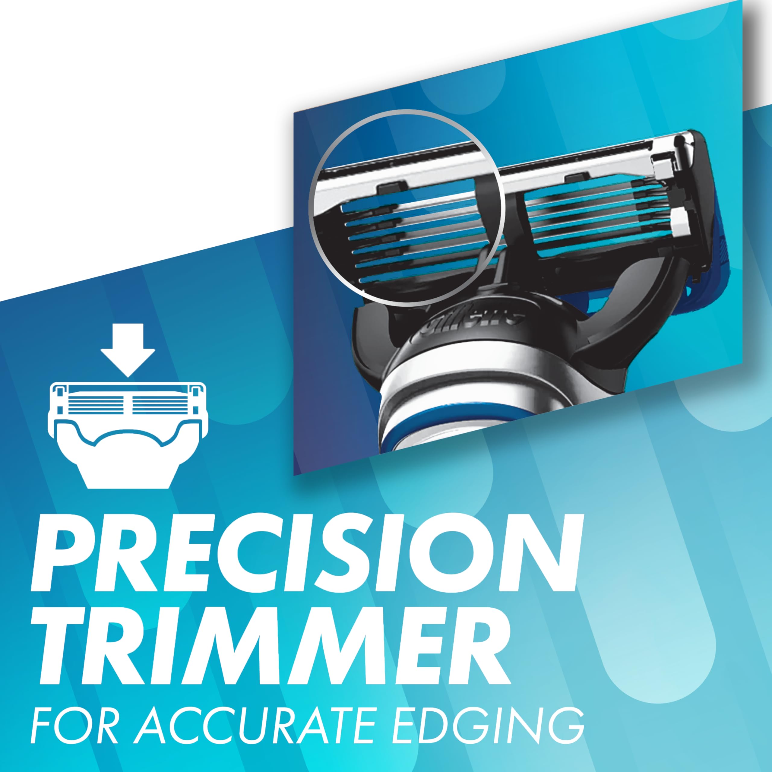 Gillette5 soft micro fins gently stretch skin for a smoother shave prep.