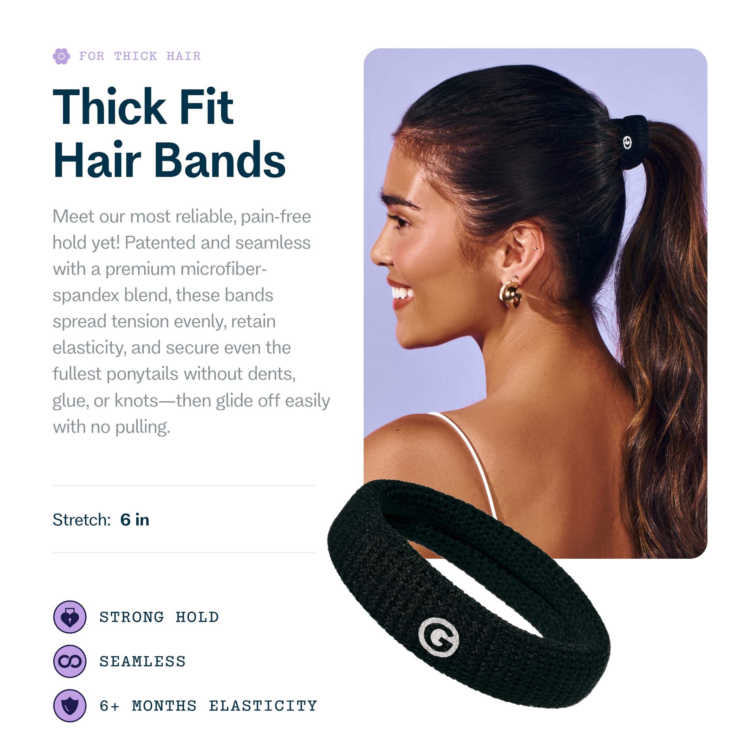 GIMME banda para cabello grueso con sujeción fuerte para peinados diarios.