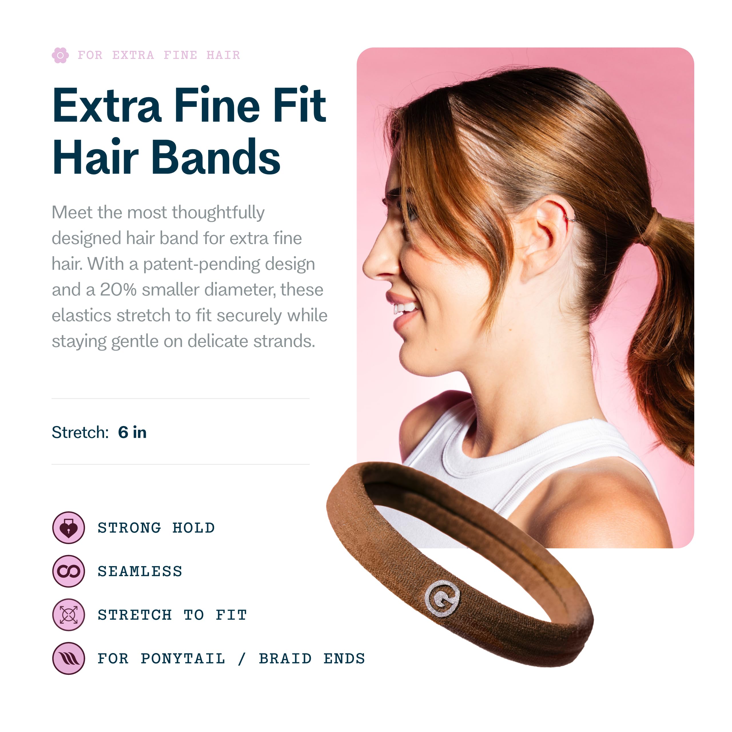 GIMME Beauty Banda Poni-Sin-Dent: sujeción fiable sin marcas, ideal para recogidos delicados.