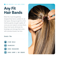 Bandas GIMME Beauty con nylon, seda y spandex para mayor elasticidad y distribución de tensión.