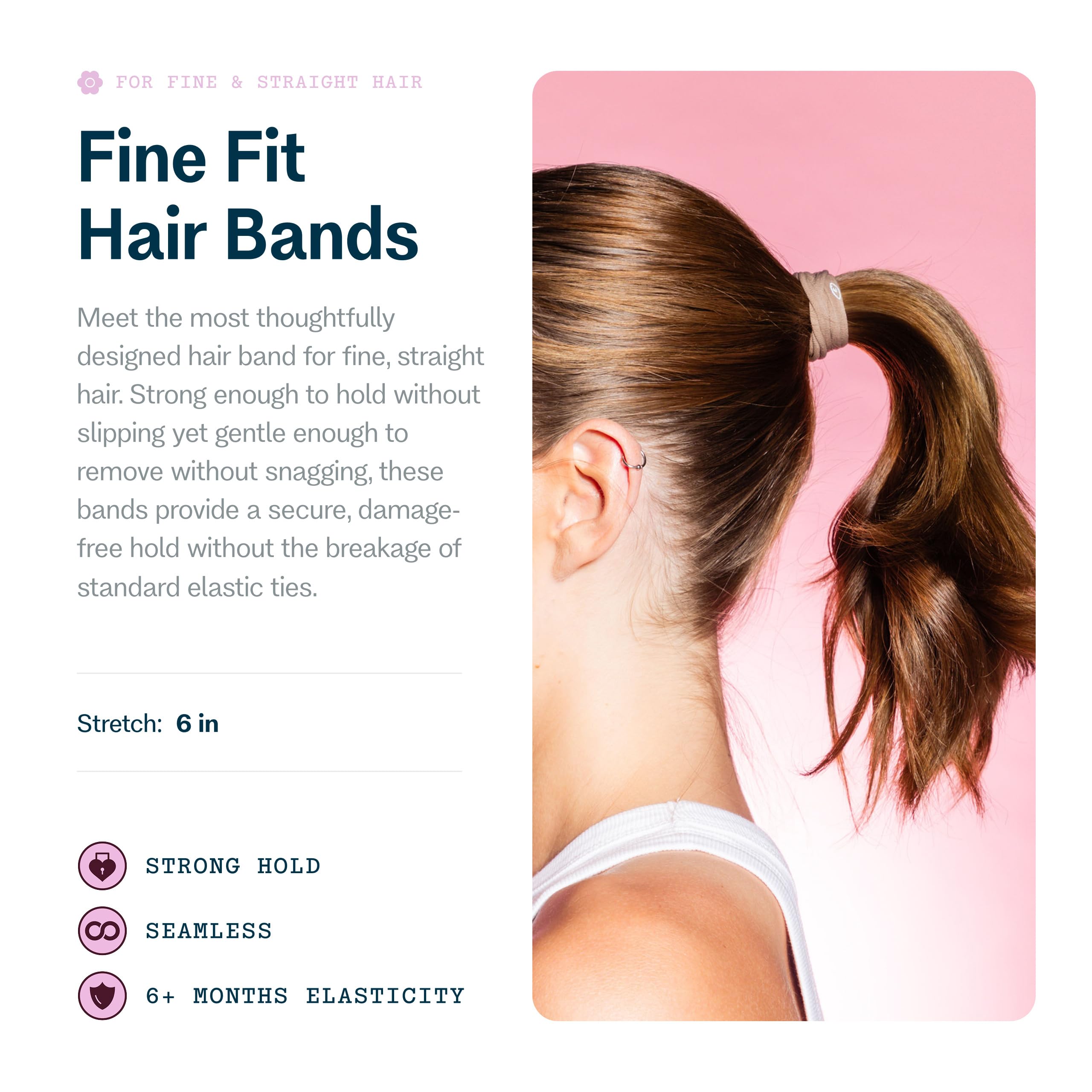 Bandas elásticas GIMME Beauty para cabello fino, sujeción estable sin molestias.