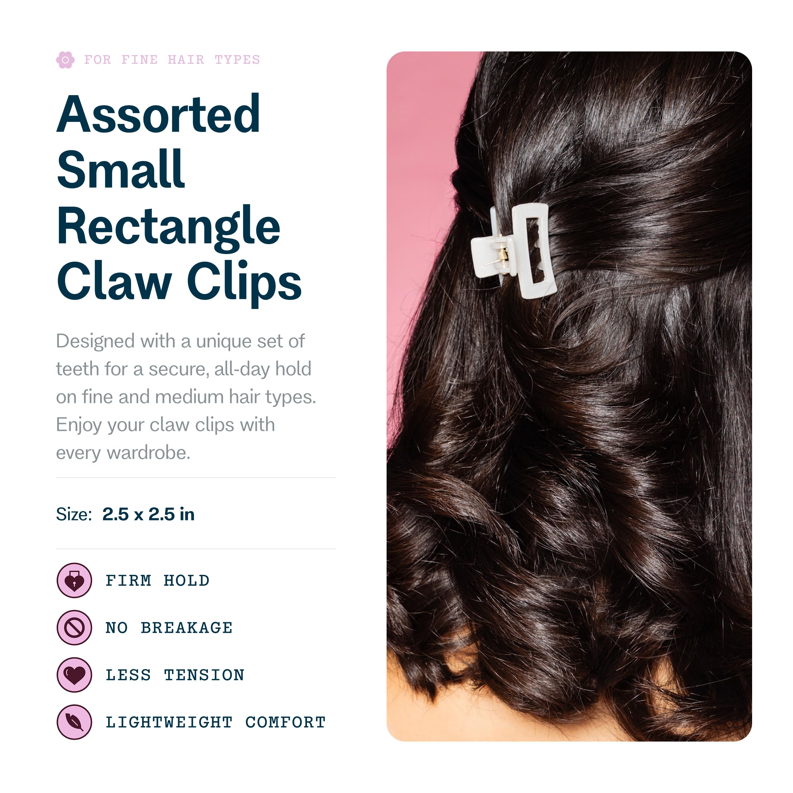 GIMME Beauty designer non-slip mini clip provides gentle grip for thin hair.