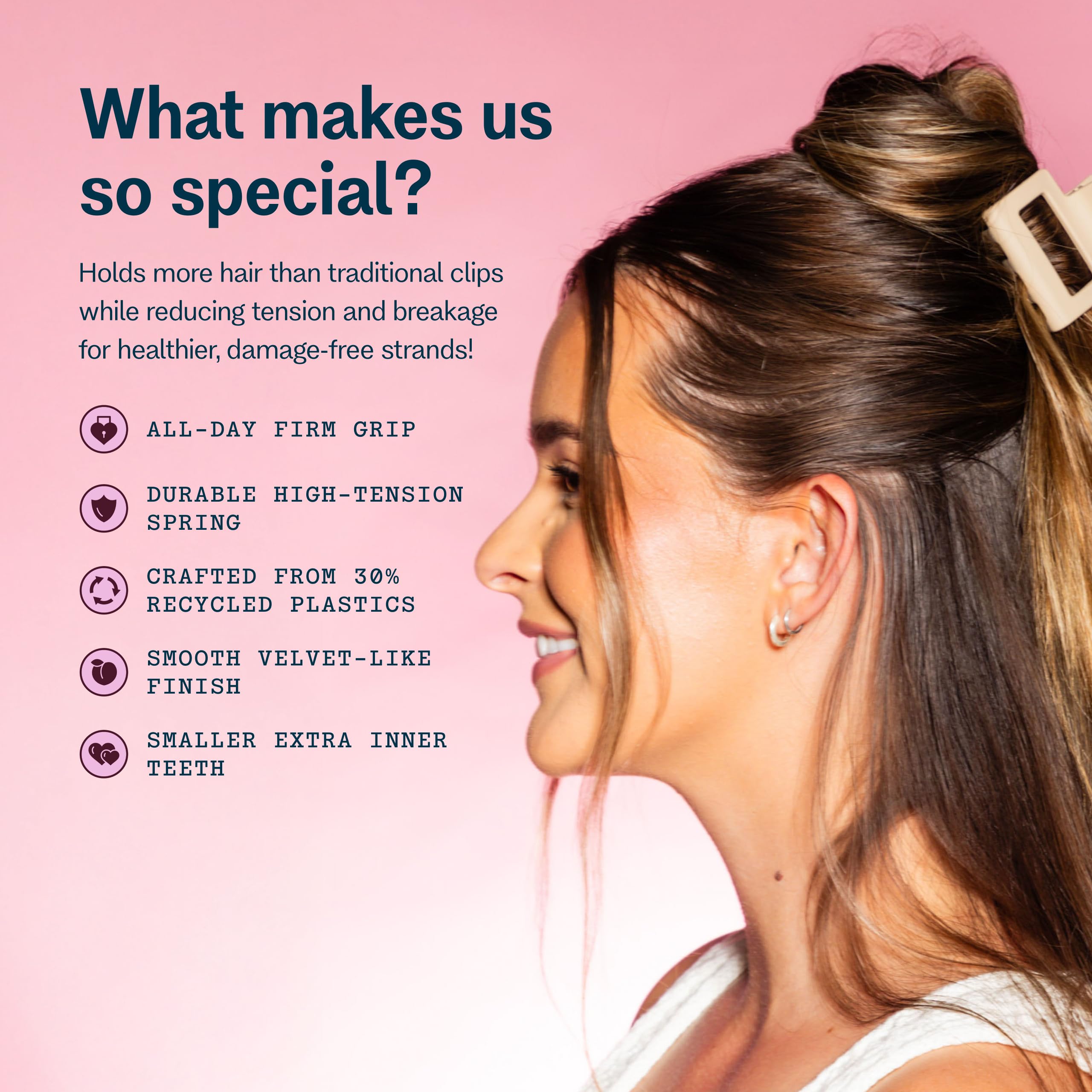 GIMME Beauty clip crafted from 30% recycled plastic for durable, eco-friendly styling.