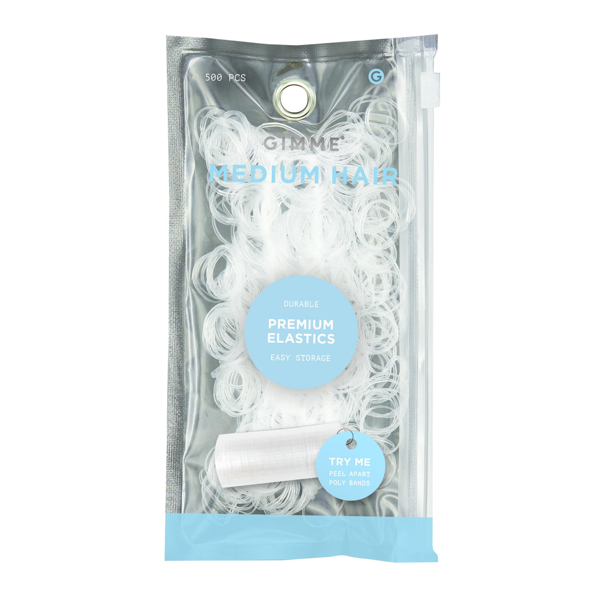Gimme Beauty Elastic Stacks with 320 clear ties for secure braids and updos.