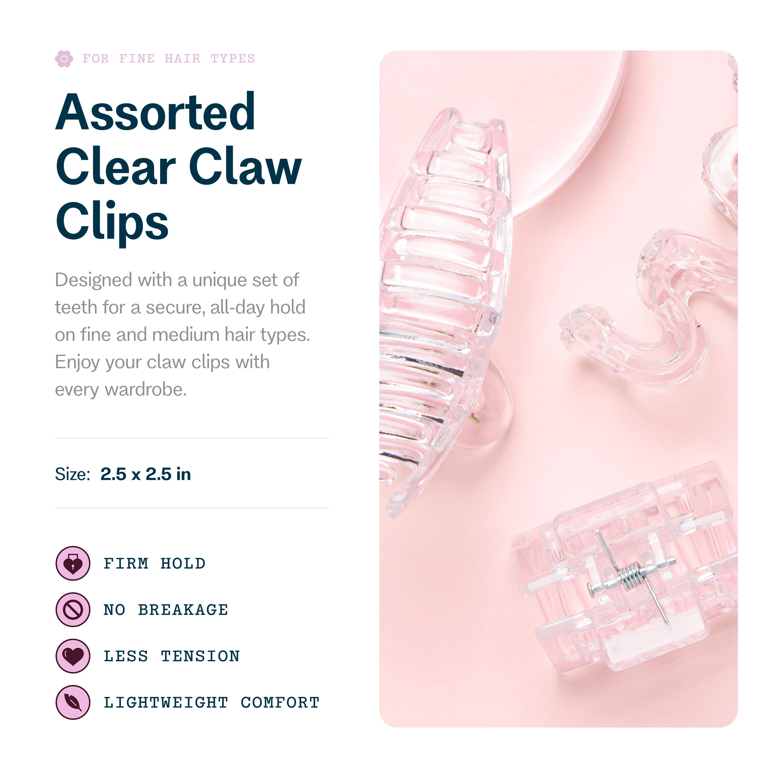 GIMME Beauty fine hair claw clip clear, ideal for secure buns.