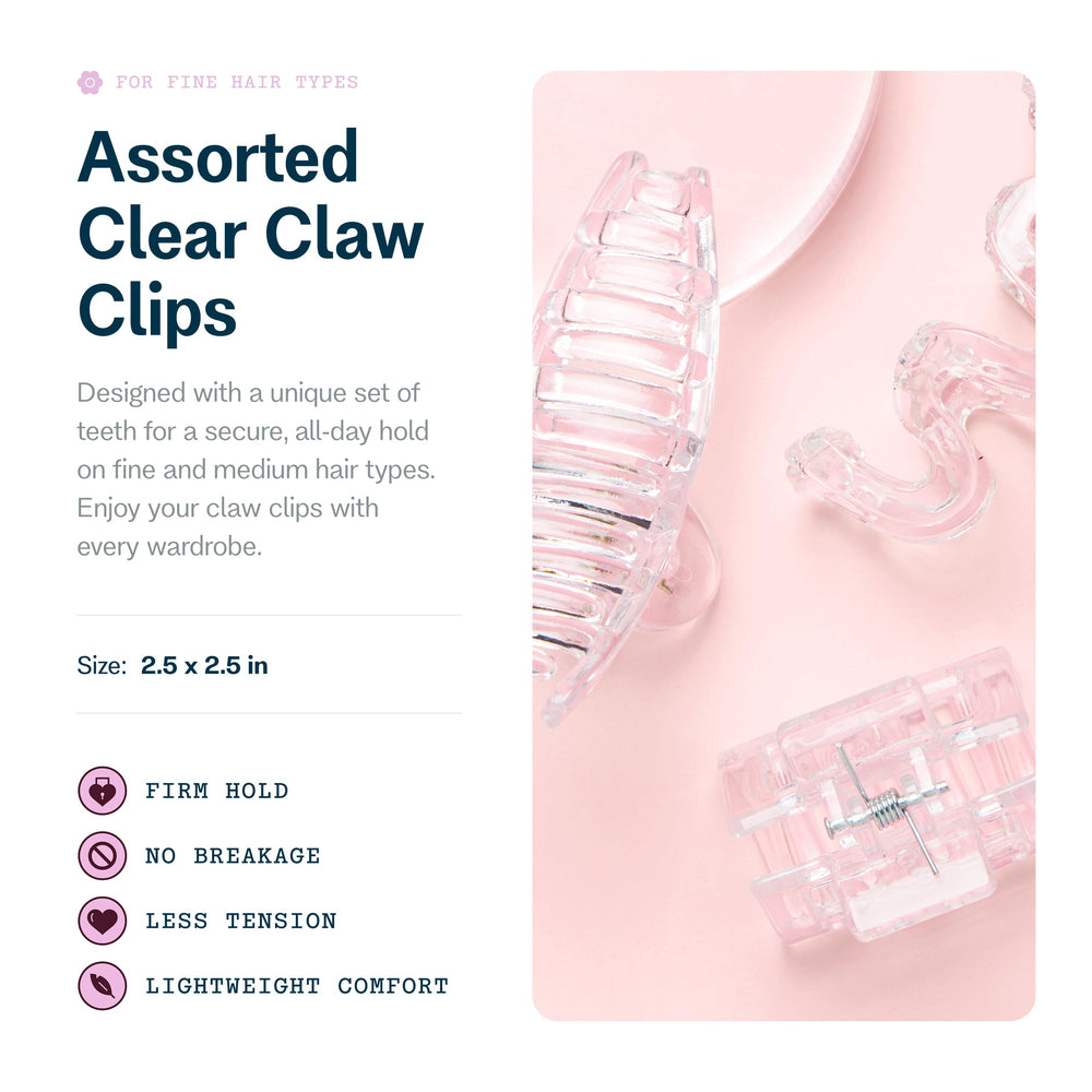 GIMME Beauty fine hair claw clip clear, ideal for secure buns.
