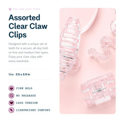 GIMME Beauty fine hair claw clip clear, ideal for secure buns.