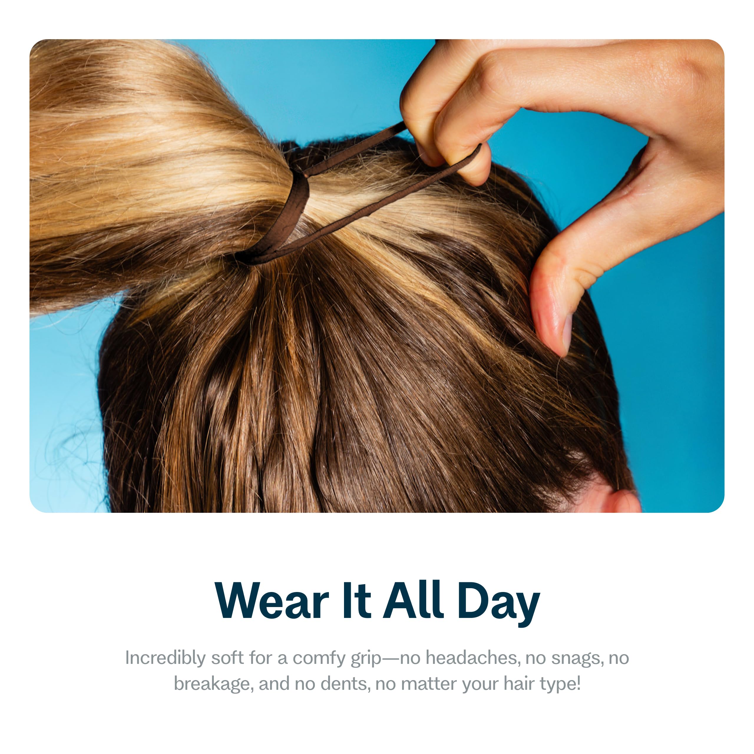 GIMME Beauty low-profile band closeup elastic shows smooth, seamless design preventing snags.