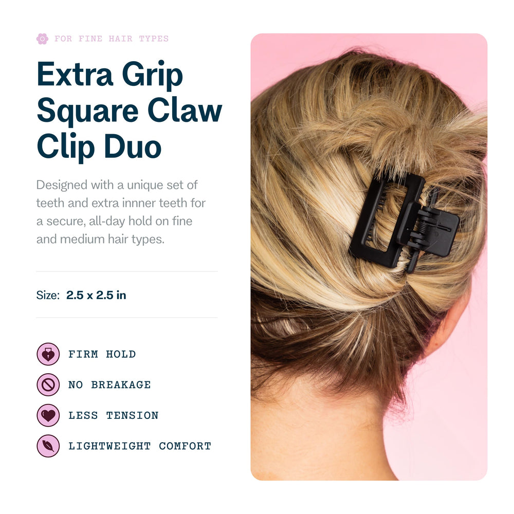 Gimme Beauty square claw clip features no-slip design for all-day stability.