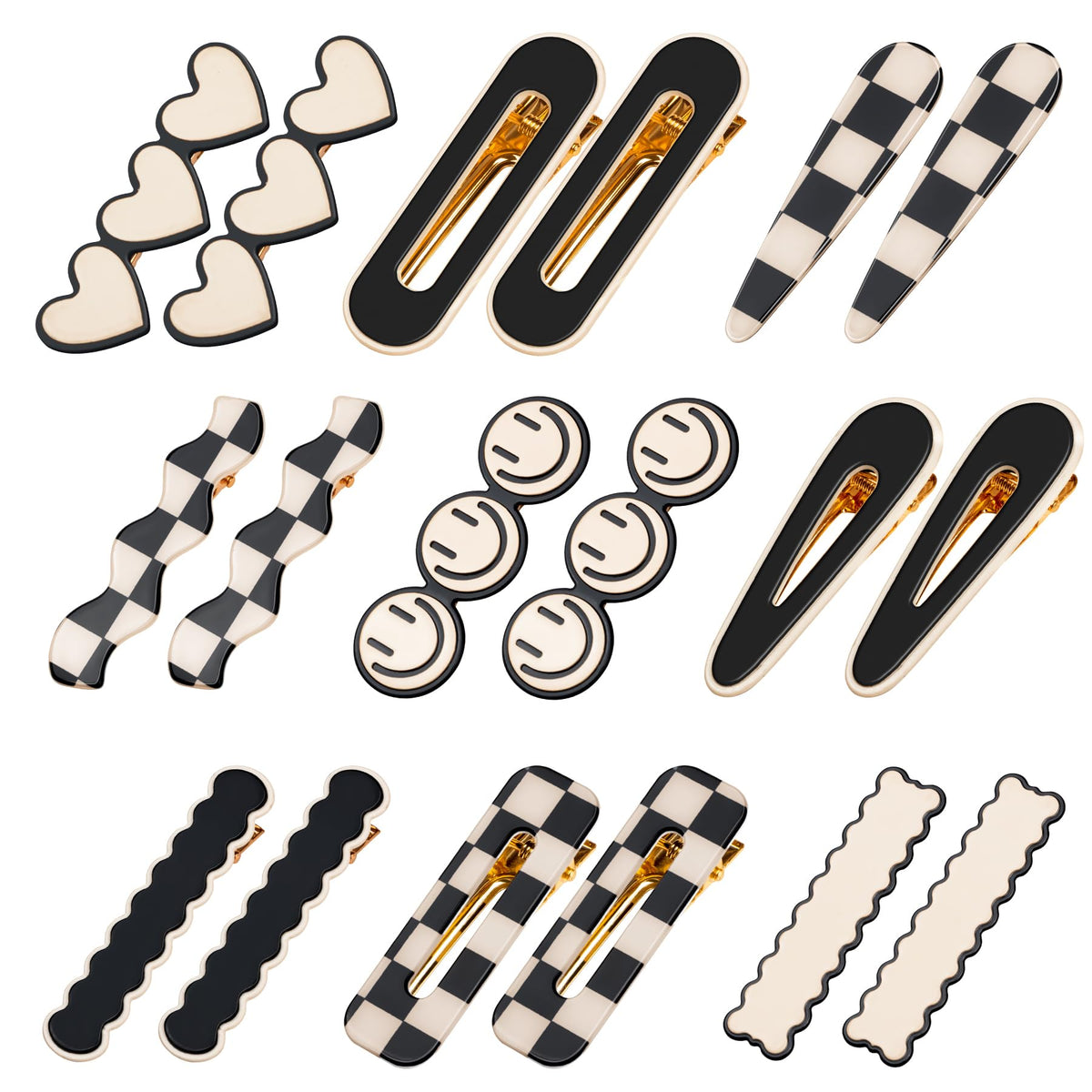 Gingbiss 18 Pcs Hair Clips with black-and-white checker pattern for versatile daily styling.