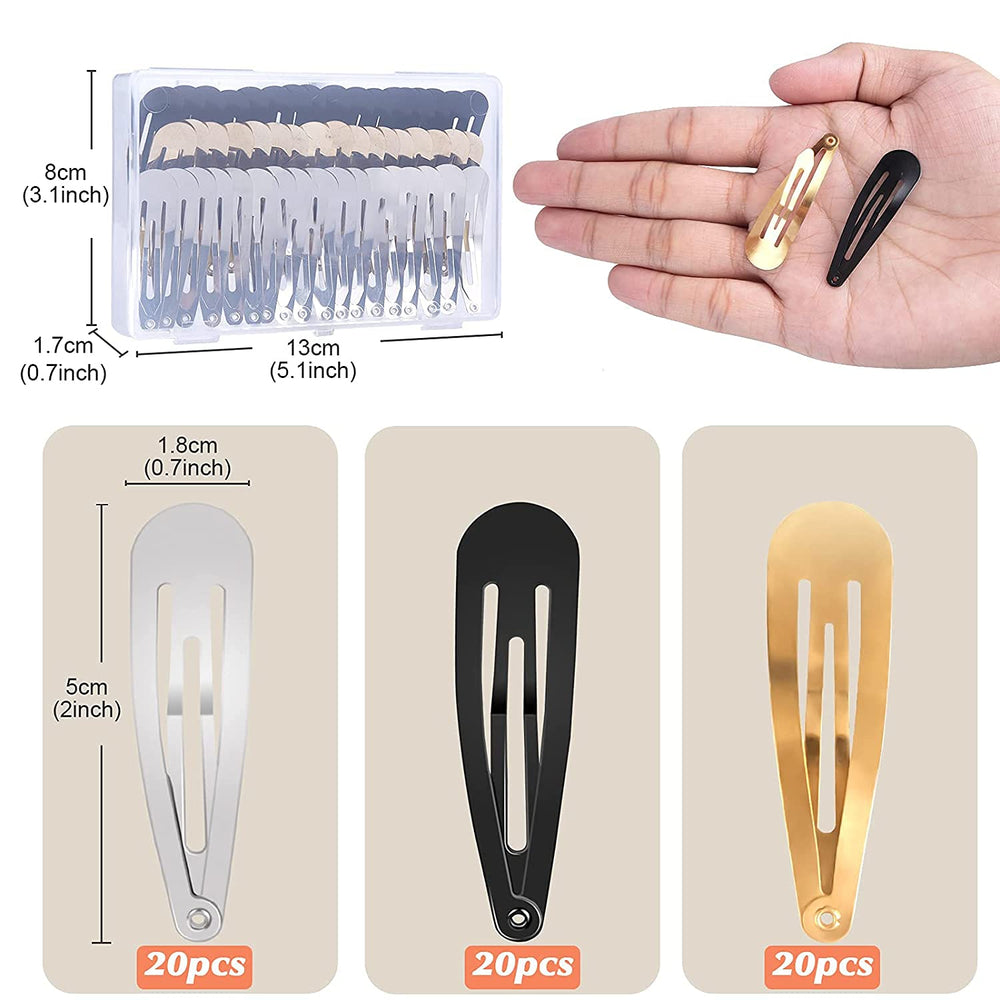 Gingbiss silver snap hair clip with storage box for versatile looks.