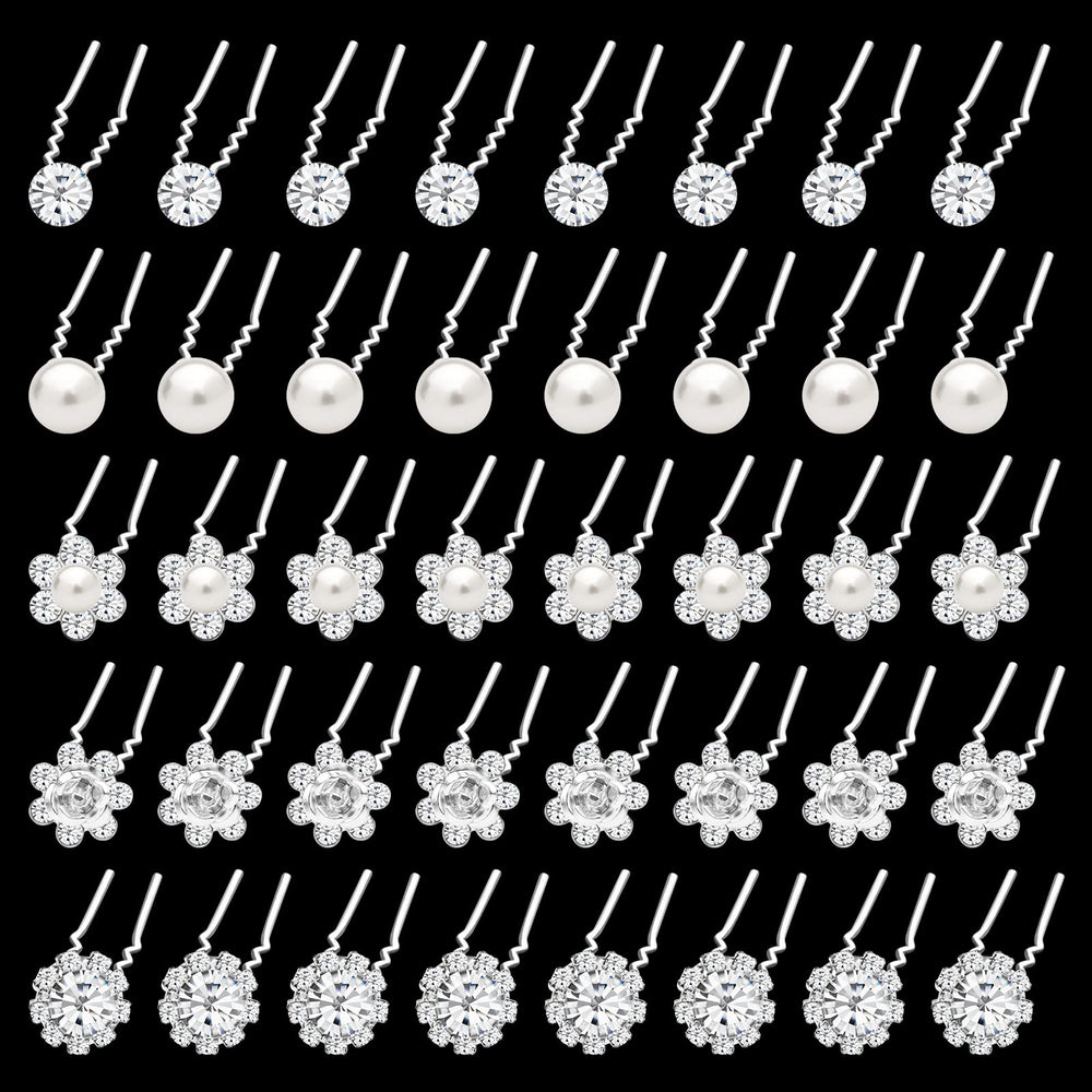 Gingbiss hair pin with single diamond rhinestones adds sparkle to bridesmaids updos