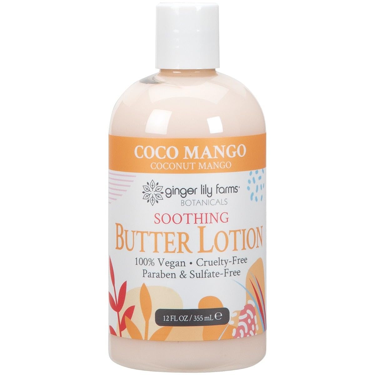 Ginger Lily Farms Botanicals Coco Mango lotion bottle for daily lightweight hydration.