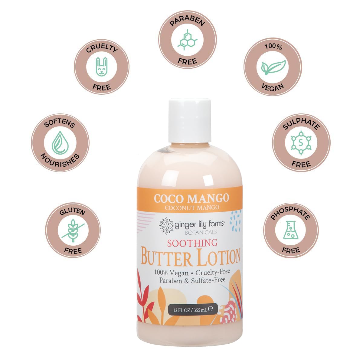 Ginger Lily Farms Botanicals Coco Mango is cruelty-free and vegan, with PETA certification.