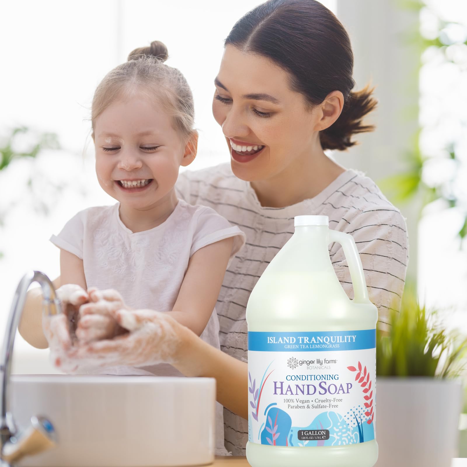 Ginger Lily Farms Island Tranquility hand soap dispenser-ready for shared spaces