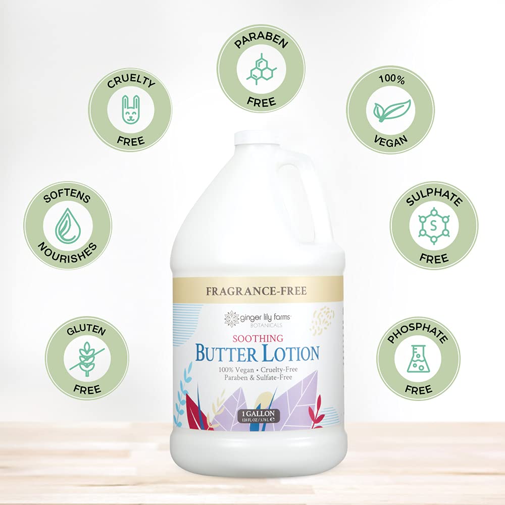 Ginger Lily Farms Botanicals gallon refill shown for spa, hotel, or gym use.