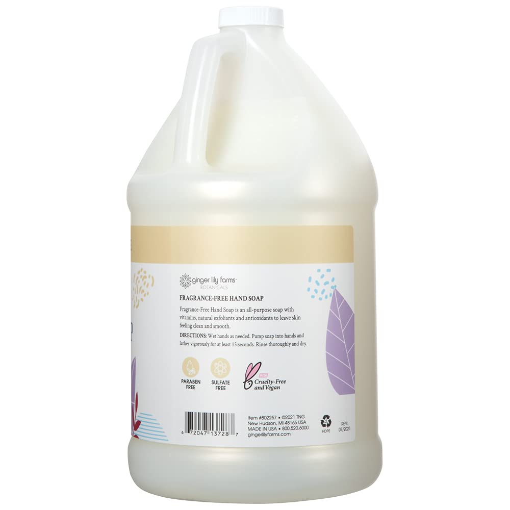 Ginger Lily Farms Botanicals hand soap pour highlighting quick lather