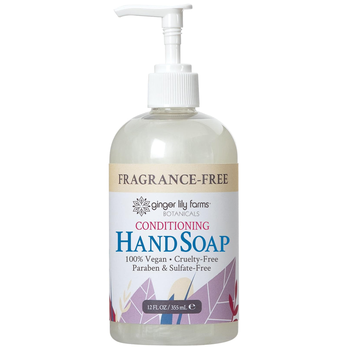 Ginger Lily Farms Botanicals hand soap pump bottle fragrance-free cleansing for sensitive skin.