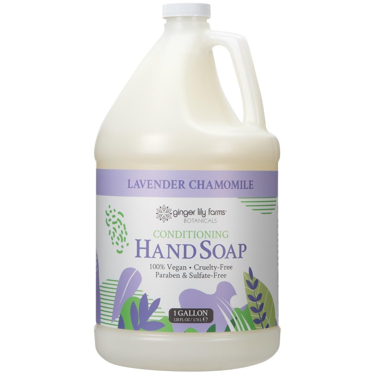 Ginger Lily Farms Botanicals hand soap refill bottle with lavender chamomile scent for gentle cleansing.
