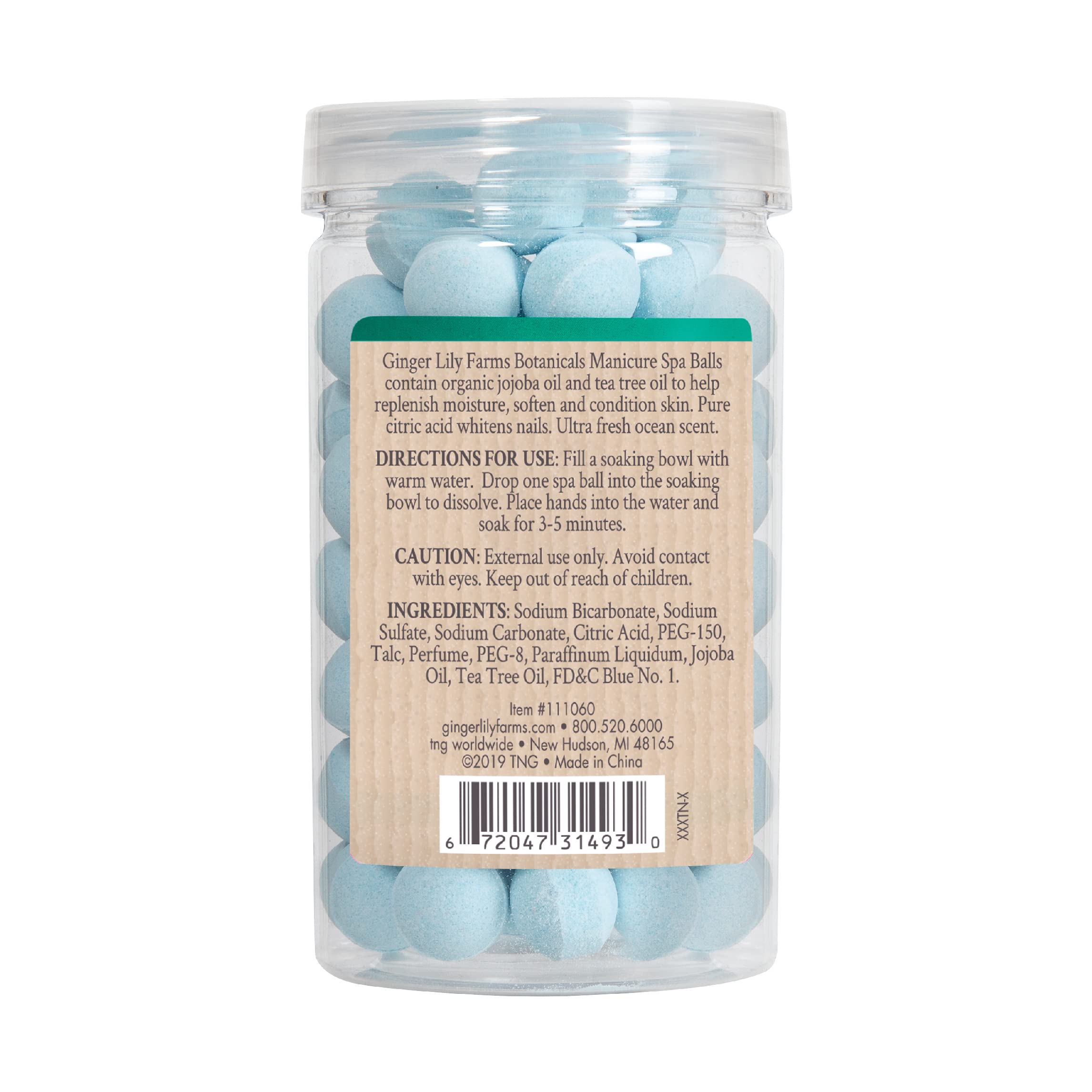 Ginger Lily Farms Botanicals Manicure Spa Ball Ocean water soak softens skin after use.