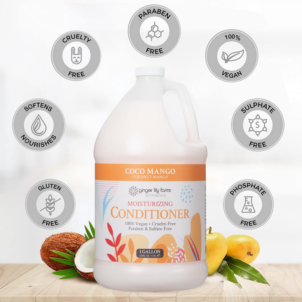 Ginger Lily Farms Botanicals conditioner natural ingredients label highlights clean formula.