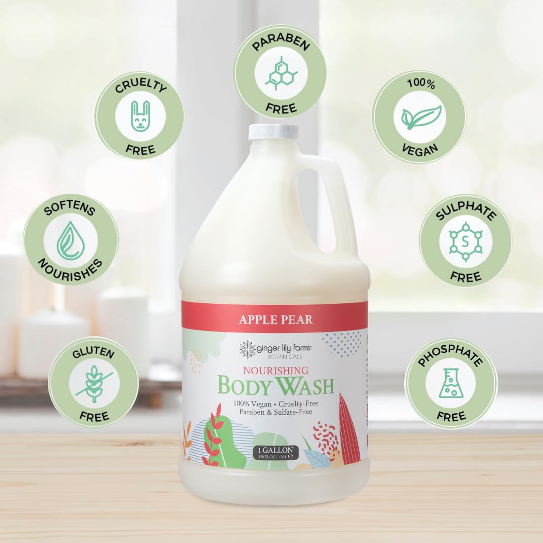 Pouring Ginger Lily Farms Botanicals Nourishing Body Wash for easy refills