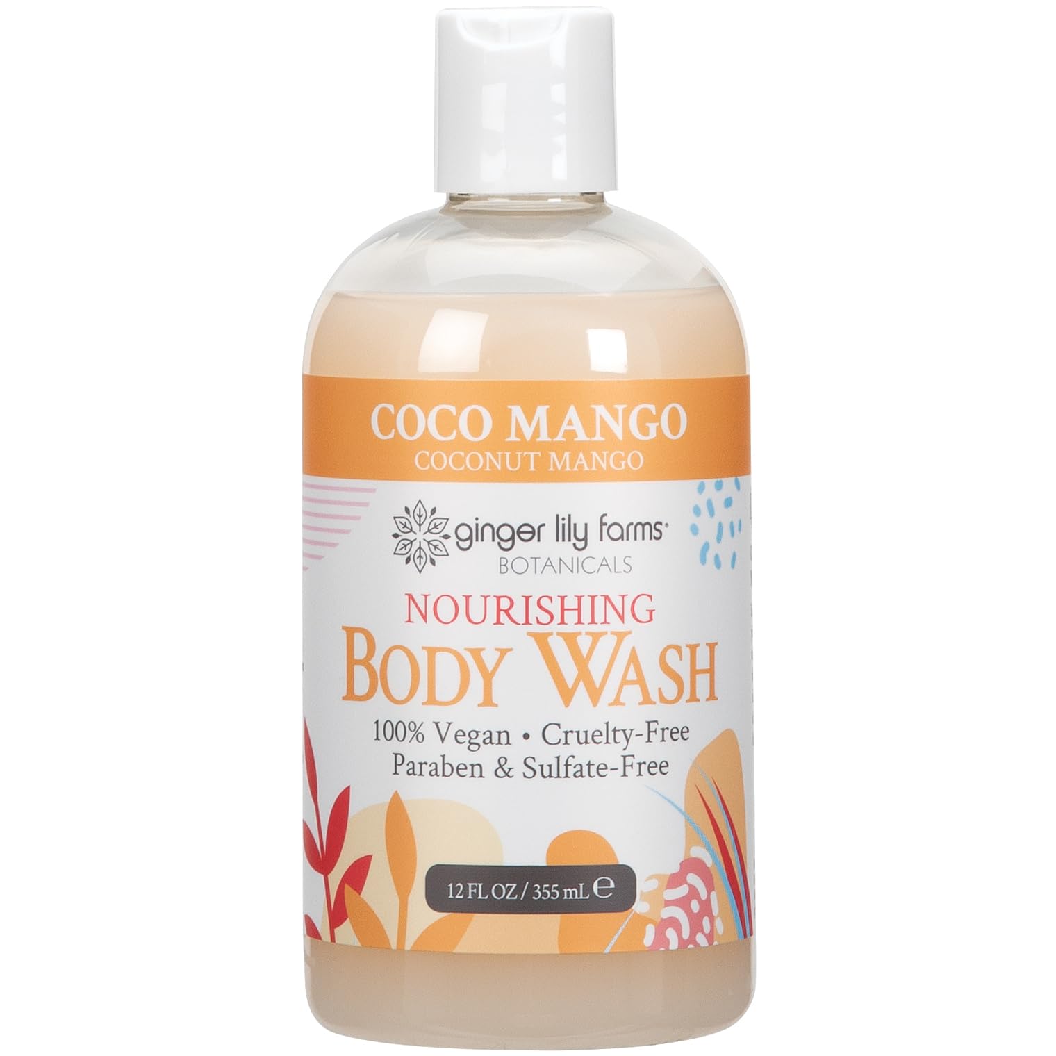 Ginger Lily Farms Botanicals Nourishing Body Wash bottle front with Coco Mango scent for daily moisture