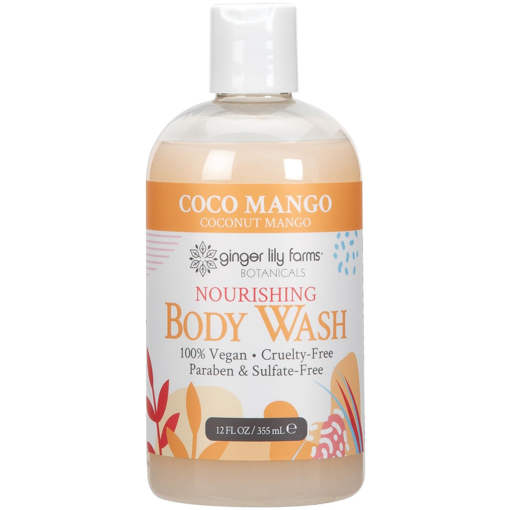 Ginger Lily Farms Botanicals Nourishing Body Wash bottle front with Coco Mango scent for daily moisture